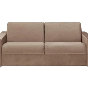Kanapa 4-osobowa z ekspresowym mechanizmem rozkładania z weluru CALITO – Beżowy – Wymiary miejsca do spania: 160 cm – Materac 18 cm z pamięcią kształtu 134131 Kanapa 4-osobowa z ekspresowym mechanizmem rozkładania z weluru CALITO – Beżowy – Wymiary miejsca do spania: 160 cm – Materac 18 cm z pamięcią kształtu 134131