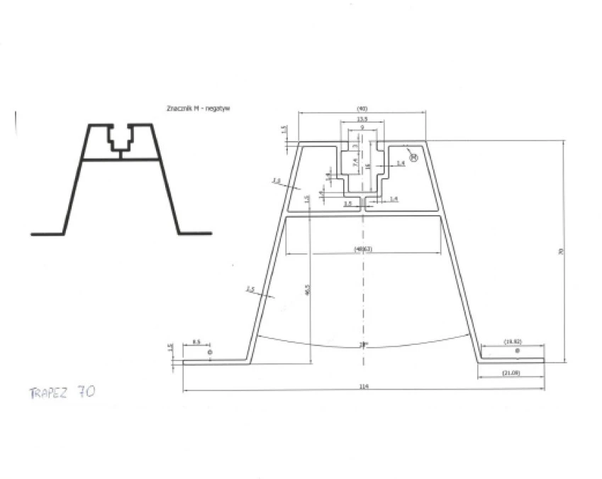 Mostek Trapezowy Wys=70mm L:330mm bez EPDM - obrazek 3