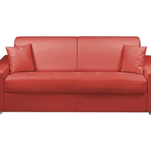 Kanapa 4-osobowa rozkładana typu expres z ekoskóry EMIR – Czerwony – Miejsce do spania 160 cm – Materac 14 cm 129319 Kanapa 4-osobowa rozkładana typu expres z ekoskóry EMIR – Czerwony – Miejsce do spania 160 cm – Materac 14 cm 129319