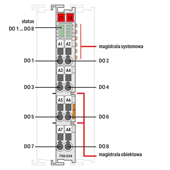 Moduł 8DO 12V DC 1A 750‑534 - obrazek 2