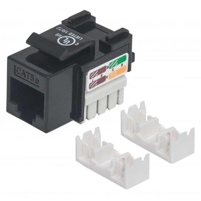 Moduł Keystone RJ45 UTP Cat5e Czarny Punch‑Down - obrazek 1