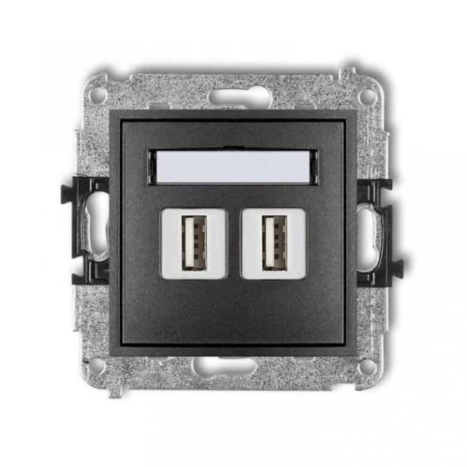 MINI Gniazdo podwójne 2xUSB‑AA 2.0 grafitowy 11MGUSB‑2 - obrazek 1