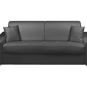 Kanapa 4-osobowa rozkładana typu expres z ekoskóry EMIR – Czarny – Miejsce do spania à lattes larges 160 cm – Materac 18 cm 129343 Kanapa 4-osobowa rozkładana typu expres z ekoskóry EMIR – Czarny – Miejsce do spania à lattes larges 160 cm – Materac 18 cm 129343