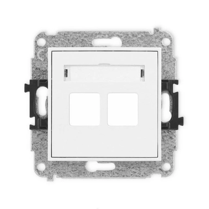 MINI Mechanizm gniazda multimedialnego podwójnego bez modułu (standard Keystone) biały mat 25MGM‑2P - obrazek 1