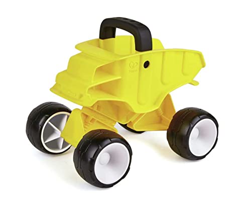 Hape Dump Truck, Beach Truck for Kids, Push & Pull Sand Toy Toddlers 12 Months and Up, Yellow