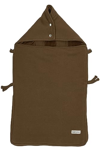 Meyco Baby Knit Basic śpiworek na fotel samochodowy (wygodny i ciepły, kompatybilny z fotelem samochodowym grupy 0, można prać w pralce, ze 100% bawełny, wymiary: 40 x 82 cm), kolor czekoladowy