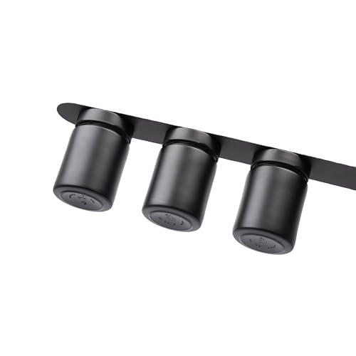 silwy® Słoiki magnetyczne na delikatesy zestaw 3 szt. ALL BLACK z wbudowanymi magnesami i metalową listwą w kolorze czarnym - obrazek 1
