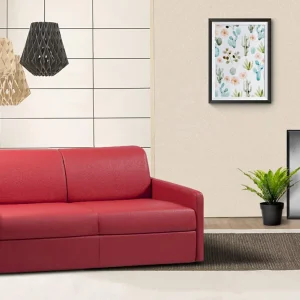 Kanapa 3-osobowa rozkładana typu expres z ekoskóry CALIFE – Czerwony – Miejsce do spania 140 cm – Materac 18 cm 129487 Kanapa 3-osobowa rozkładana typu expres z ekoskóry CALIFE – Czerwony – Miejsce do spania 140 cm – Materac 18 cm 129487