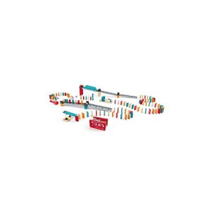 Hape Roboterfabrik domino dwustronny zestaw z drewnianą kulką, zabawka edukacyjna dla dzieci Hape Roboterfabrik domino dwustronny zestaw z drewnianą kulką, zabawka edukacyjna dla dzieci