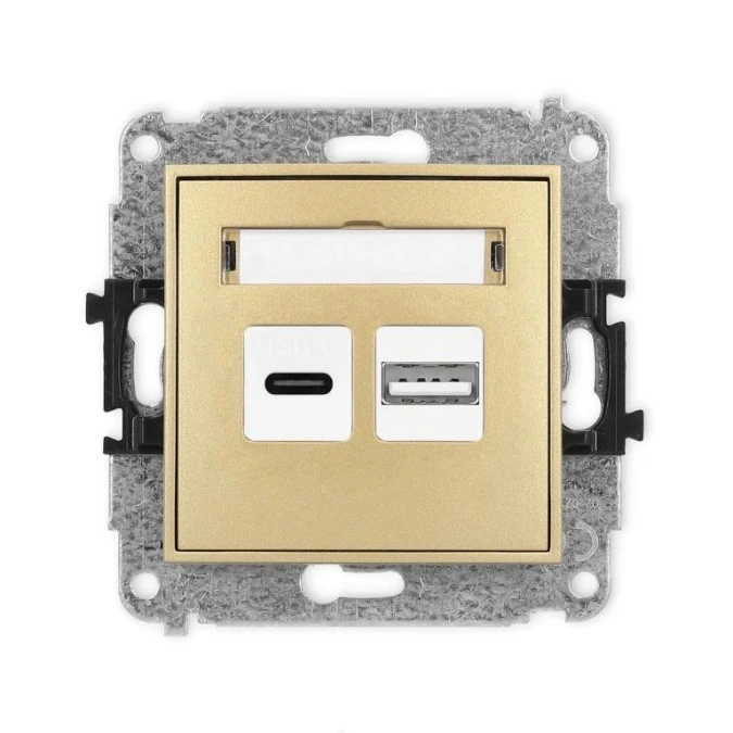 MINI Mechanizm ładowarki USB podwójnej USB C + USB A, 30W max. złoty 29MCUSB‑10 - obrazek 1