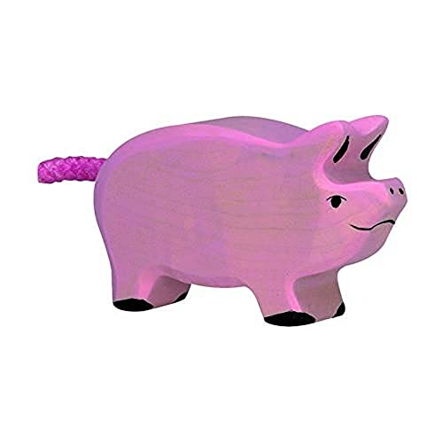 Holztiger Prosiaczek - Ręcznie malowana Figurka drewniana - Dla dzieci od 3 roku życia - obrazek 1