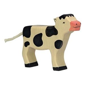 Holztiger 80005 figurka do zabawy cielęcina stojąca, czarna Holztiger 80005 figurka do zabawy cielęcina stojąca, czarna