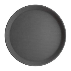 Kristallon Okrągła taca antypoślizgowa czarna 356 mm talerz do serwowania z włókna szklanego Kristallon Okrągła taca antypoślizgowa czarna 356 mm talerz do serwowania z włókna szklanego