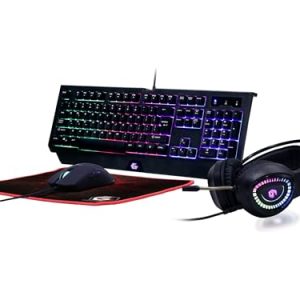 Gembird Phantom Gaming GGS-UMGL4-01 Zestaw 4 w 1 Klawiatura, Mysz, Słuchawki, Podkładka