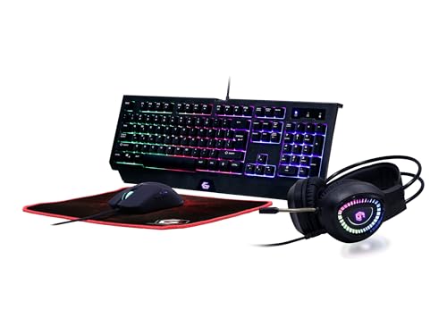 Gembird Phantom Gaming GGS-UMGL4-01 Zestaw 4 w 1 Klawiatura, Mysz, Słuchawki, Podkładka