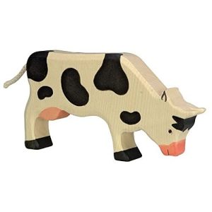 Holztiger 80002 figurka do zabawy krowa trawiąca, czarna Holztiger 80002 figurka do zabawy krowa trawiąca, czarna