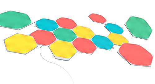 Nanoleaf Shapes Hexagon Starter Kit, 15 Smart Light Panels LED RGBW Modular Wi Fi Colour Changing Wall Lights, Works with Alexa Google Assistant Apple Homekit, for Room Decor & Gaming