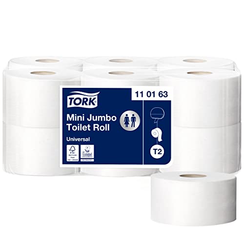 Tork papier toaletowy mini Jumbo biały T2, uniwersalny, 1 warstwa, 12 x 240 m, 110163 Tork papier toaletowy mini Jumbo biały T2, uniwersalny, 1 warstwa, 12 x 240 m, 110163