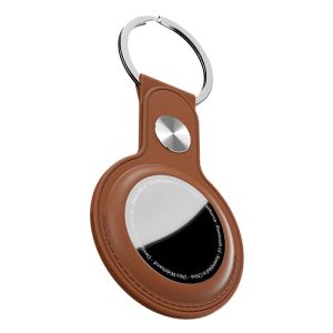 KeyBudz AirTag breloczek do kluczy ze skóry, zawieszka Apple AirTags, pokrowiec ochronny z kółkiem na klucze, brązowy KeyBudz AirTag breloczek do kluczy ze skóry, zawieszka Apple AirTags, pokrowiec ochronny z kółkiem na klucze, brązowy