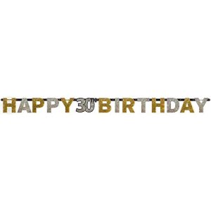 Baner, Happy 30th Birthday, złoto srebrny, 240 cm Baner, Happy 30th Birthday, złoto srebrny, 240 cm