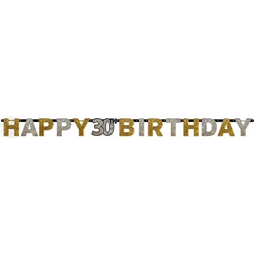 Baner, Happy 30th Birthday, złoto srebrny, 240 cm Baner, Happy 30th Birthday, złoto srebrny, 240 cm