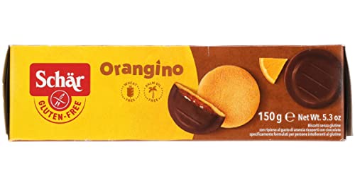 Schaer Orangino – bezglutenowe biszkopty w czekoladzie z nadzieniem pomarańczowym 150 g Schaer Orangino – bezglutenowe biszkopty w czekoladzie z nadzieniem pomarańczowym 150 g