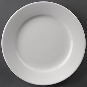 Olympia Hotelware Talerze z szerokimi obramowaniami, porcelanowa zastawa biała, 203 mm, 12 szt Olympia Hotelware Talerze z szerokimi obramowaniami, porcelanowa zastawa biała, 203 mm, 12 szt