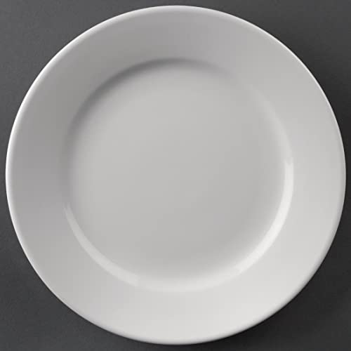 Olympia Hotelware Talerze z szerokimi obramowaniami, porcelanowa zastawa biała, 203 mm, 12 szt