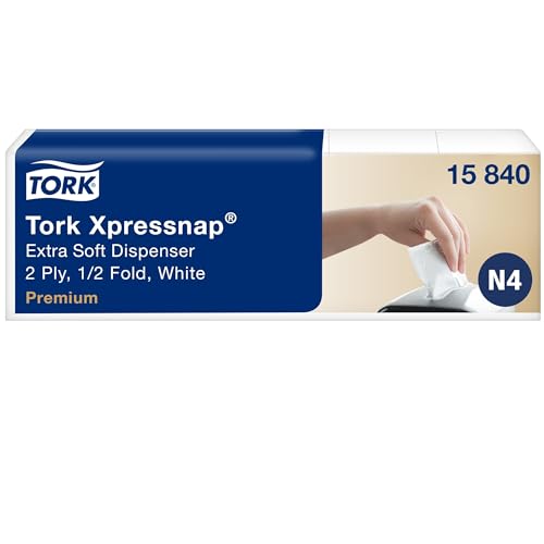 Tork 15840 Xpressnap Extra Soft serwetki z dozownikiem bez nadruku/biała serwetka papierowa do dozownika serwetek N4 / 8 x 500 sztuk Tork 15840 Xpressnap Extra Soft serwetki z dozownikiem bez nadruku/biała serwetka papierowa do dozownika serwetek N4 / 8 x 500 sztuk