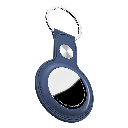 KeyBudz AirTag breloczek do kluczy ze skóry, zawieszka Apple AirTags, pokrowiec ochronny z kółkiem na klucze, niebieski - obrazek 1