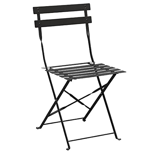 Bolero GH553 2X krzesła stalowe w stylu chodnika do wnętrz i na zewnątrz, 800 mm x 387 471 mm, czarne Bolero GH553 2X krzesła stalowe w stylu chodnika do wnętrz i na zewnątrz, 800 mm x 387 471 mm, czarne