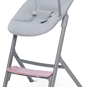 Kinderkraft LIVY 4w1 – Krzesło do karmienia + Bujaczek CALMEE Aster Pink
