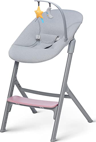 Kinderkraft LIVY 4w1 – Krzesło do karmienia + Bujaczek CALMEE Aster Pink