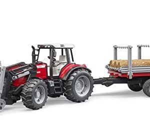 Bruder Massey Ferguson 7480 – Traktor z ładowaczem czołowym i przyczepą do transportu drewna Bruder Massey Ferguson 7480 – Traktor z ładowaczem czołowym i przyczepą do transportu drewna