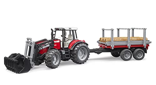 Bruder Massey Ferguson 7480 – Traktor z ładowaczem czołowym i przyczepą do transportu drewna Bruder Massey Ferguson 7480 – Traktor z ładowaczem czołowym i przyczepą do transportu drewna