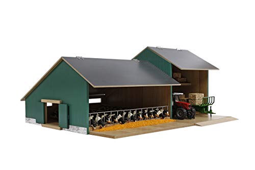 Kids Globe 610200 Wooden Cow Hutch with Warehouse, Hinged Roof, Farm Scale 1:32, Farm, Hutch, Toy