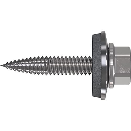 Refabo Wkręty do blachy cienkiej RP T2 Plus blachy, 6,0 x 38 z łbem sześciokątnym i uszczelką E16, bimetal A2, stal ocynkowana, 100 sztuk - obrazek 1