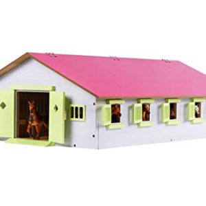 Van Manen Kids Globe Farming Reiterhof 1:32, gospodarstwo rolne z 9 pojemnikami dla koni, domek drewna, ze składanym dachem, 610188, różowy Van Manen Kids Globe Farming Reiterhof 1:32, gospodarstwo rolne z 9 pojemnikami dla koni, domek drewna, ze składanym dachem, 610188, różowy