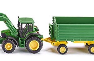 siku 1843, John Deere with Front Loader and Trailer, 1:87, Metal/Plastic, Green, Tipper Trailer siku 1843, John Deere with Front Loader and Trailer, 1:87, Metal/Plastic, Green, Tipper Trailer