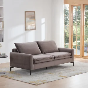 Kanapa 3-osobowa z weluru w kolorze taupe – ISENA 133483