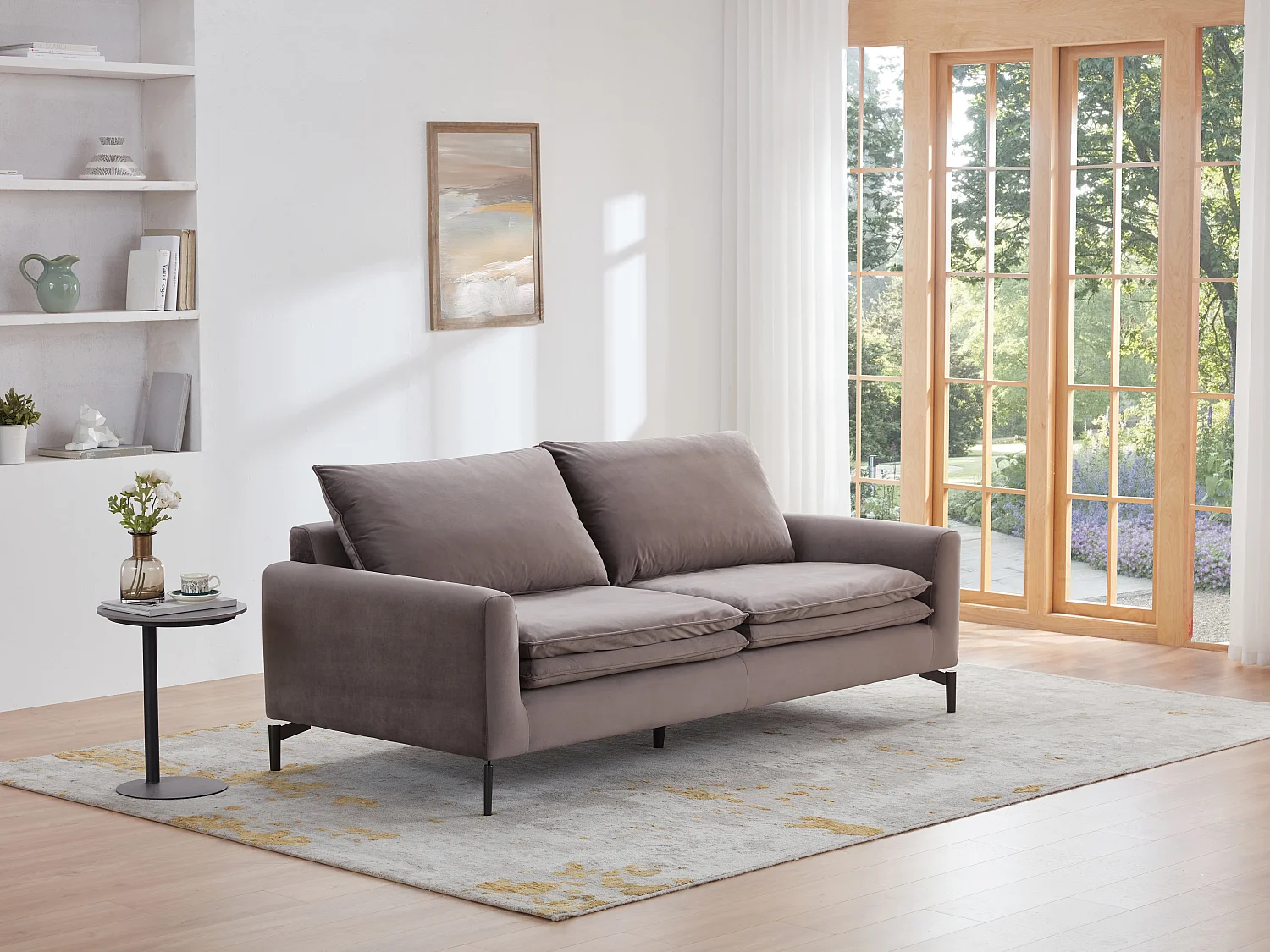 Kanapa 3-osobowa z weluru w kolorze taupe – ISENA 133483 - obrazek 1