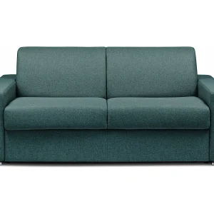 Kanapa 3-osobowa typu express – Niebieski – Wymiary miejsca do spania: 140 cm – Materac 16 cm z pamięcią kształtu – CALITO 134195