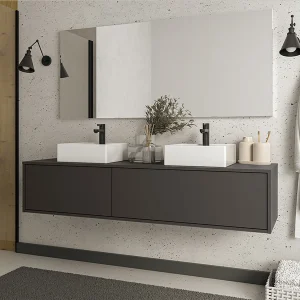 Szafka łazienkowa wisząca pod umywalkę – Antracytowy – szer. 150 cm – ISAURE II 1282309