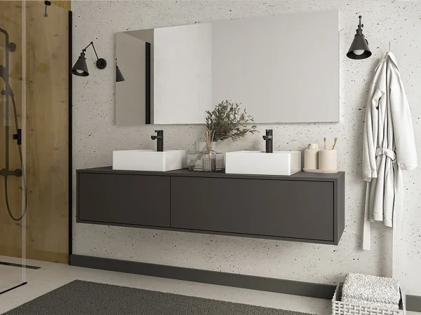 Szafka łazienkowa wisząca pod umywalkę – Antracytowy – szer. 150 cm – ISAURE II 1282309