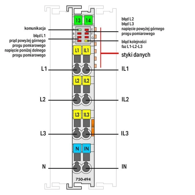 Moduł pomiaru mocy 3‑fazowej 480V AC 1A 750‑494 - obrazek 2