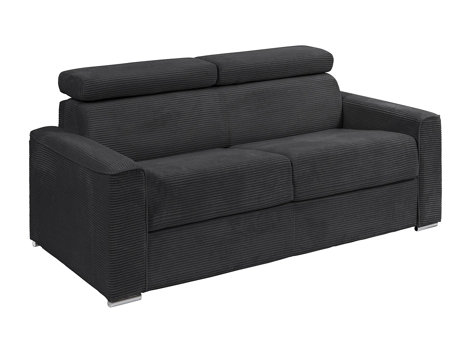 Kanapa 4 osobowa rozkładana typu express z szarego sztruksu - Miejsce do spania 160 cm - Materac 22 cm - VIZIR 1653403 - obrazek 1