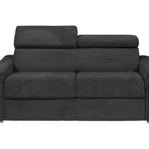 Kanapa 4 osobowa rozkładana typu express z szarego sztruksu – Miejsce do spania z szerokimi listewkami 160 cm – Materac 22 cm – VIZIR 1653405 Kanapa 4 osobowa rozkładana typu express z szarego sztruksu – Miejsce do spania z szerokimi listewkami 160 cm – Materac 22 cm – VIZIR 1653405