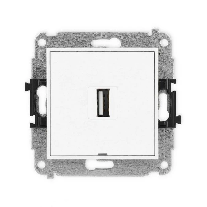 MINI Mechanizm gniazda pojedynczego USB A‑A 2.0, bez pola opisowego biały mat 25MGUSBBO‑1 - obrazek 1