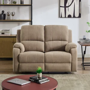 Kanapa 2-osobowa z funkcją relax z mikrofibry taupe – BRODY 1814899