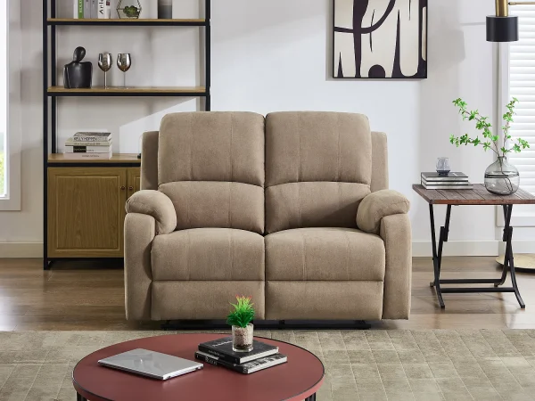 Kanapa 2-osobowa z funkcją relax z mikrofibry taupe – BRODY 1814899 Kanapa 2-osobowa z funkcją relax z mikrofibry taupe – BRODY 1814899